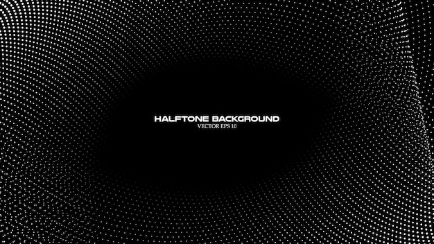 Abstrakt halvtonebølgemønster på sort baggrund til baggrund eller wallpaper