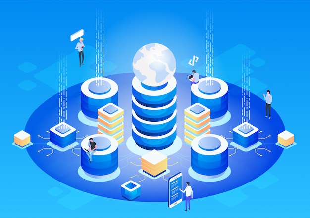Abstrakt højteknologikoncept. Datalagring. Web cloud-teknologivirksomhed.