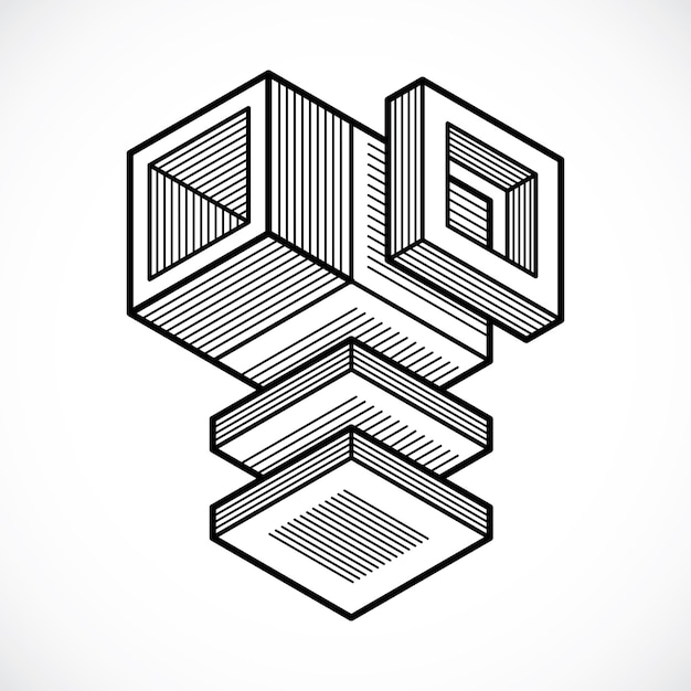 Abstrakt ingeniørform, polygonal 3D-vektorfigur.