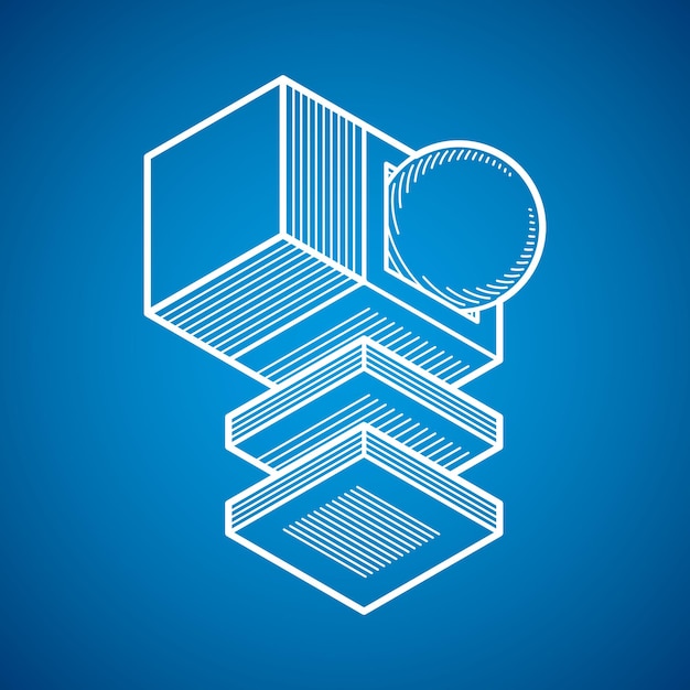 Abstrakt ingeniørform, polygonal 3D-vektorfigur.