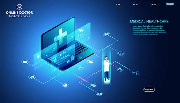 Abstrakt isometrisk Online Læge & Medicinske Tjenester sundhedspleje internet behandling.