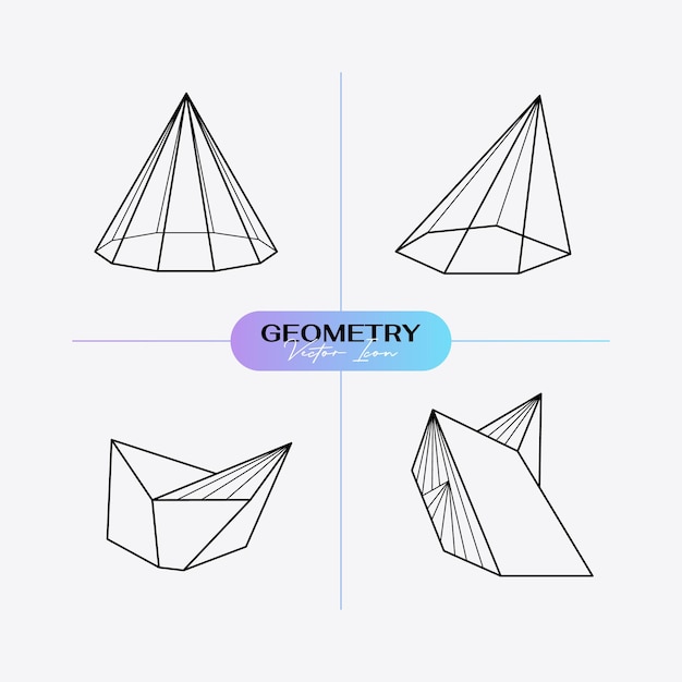 Abstrakt moderne geometrisk ikonsæt i trendy stil.