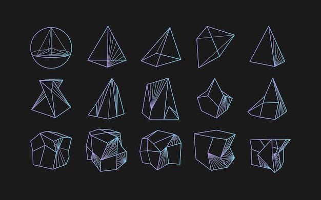 Abstrakt moderne geometrisk ikonsæt i trendy stil.