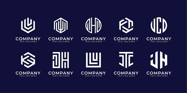 Abstrakt monogram logo design bundt samling