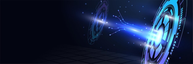 Abstrakt mørkeblå moderne futuristisk videnskabsteknologi højteknologisk digital abstrakt mørkeblå farverig design banner baggrund Vektor abstrakt grafisk design banner mønster baggrund web skabelon