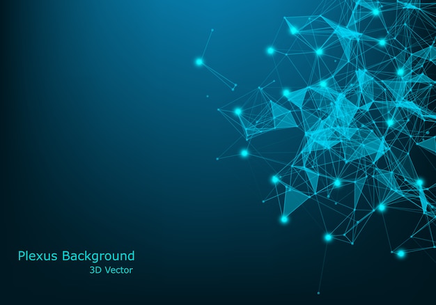 Abstrakt plexusbakgrund med anslutna linjer och punkter. Plexus geometrisk effekt. Stor datakomplex med föreningar. Linjer plexus, minimal array. Digital datavisualisering.