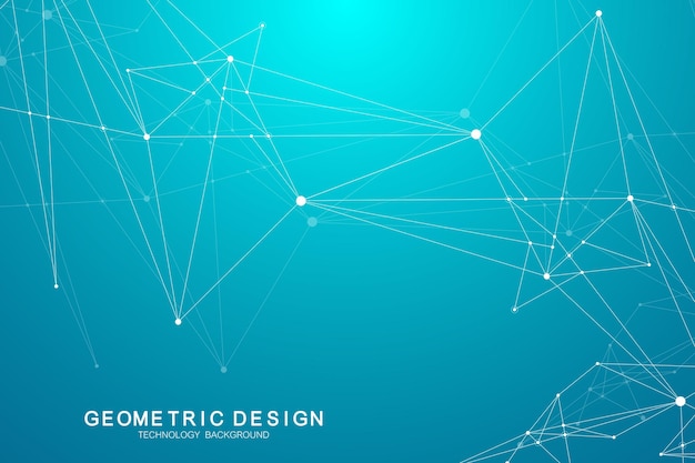 Abstrakt polygonal bakgrund med sammankopplade linjer och punkter. Minimalistiskt geometriskt mönster. Molekylstruktur och kommunikation. Grafisk plexusbakgrund. Koncept för vetenskap, medicin och teknik.