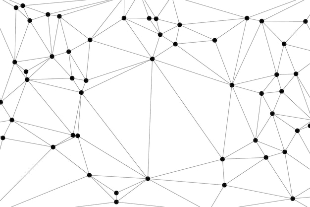 Abstrakt polygonalt nät med svarta noder och tunna linjer som skapar ett minimalistiskt geometriskt nätverksmönster