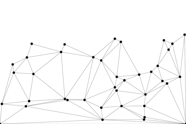 Abstrakt polygonalt nät med svarta noder och tunna linjer som skapar ett minimalistiskt geometriskt nätverksmönster