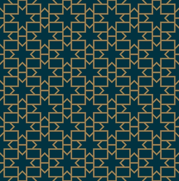 Abstrakt, problemfrit mønster. Vektor, problemfrit mønster. Gentagende geometrisk ornament i luksuriøs guld og blå farve