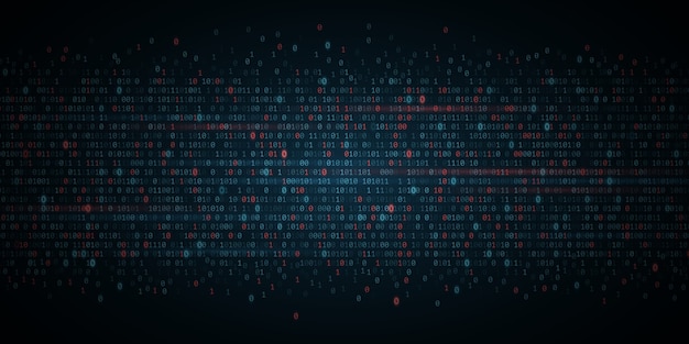Abstrakt programmeringsbaggrund. Blå og rød glødende binær softwarekode