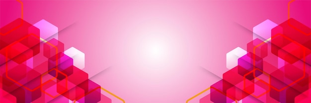 Abstrakt rød sekskant geometrisk banner baggrund. Vektor design banner mønster baggrundsskabelon til tapet, skabelon, plakat, baggrund, bogomslag, brochure, løbeseddel, flyer