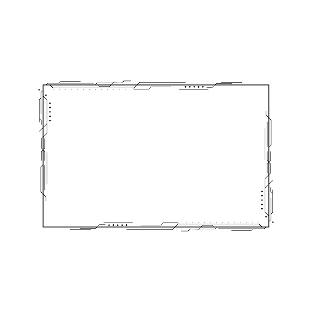 Abstrakt svart enkel linje rektangulär ram klotter kontur element vektor design stil sketch