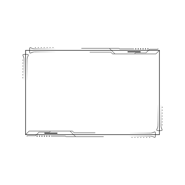 Abstrakt svart enkel linje rektangulär ram klotter kontur element vektor design stil sketch