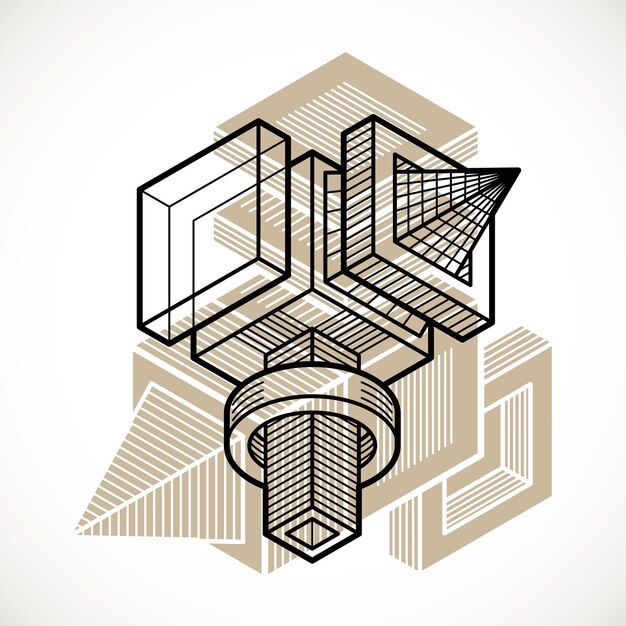 Abstrakt teknisk form, polygonal 3D-vektorfigur.