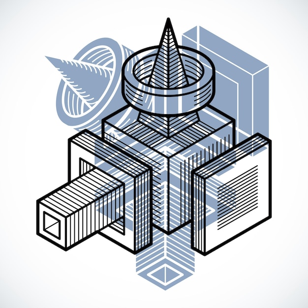 Abstrakt teknisk form, polygonal 3D-vektorfigur.