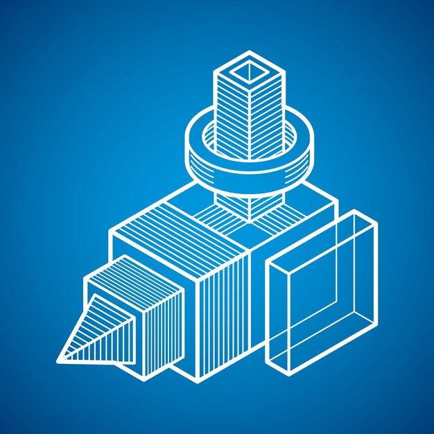 Abstrakt teknisk form, polygonal 3D-vektorfigur.