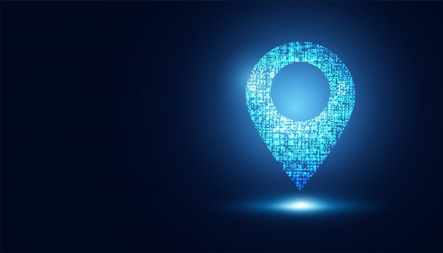 Abstrakt teknologi Kortnål lav poly futuristisk glødende GPS