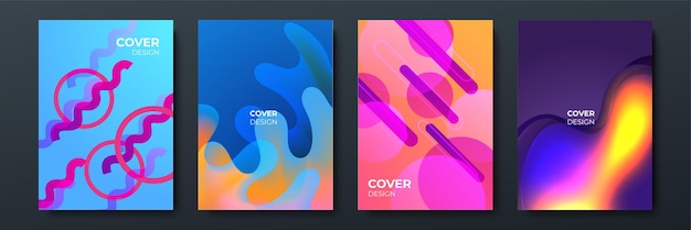 Abstrakt trendig gradient med flytande geometriskt mönster, bakgrundstextur för design av affischomslag. Minimal färggradient för mall för banners. Modern vektorvågform för broschyr