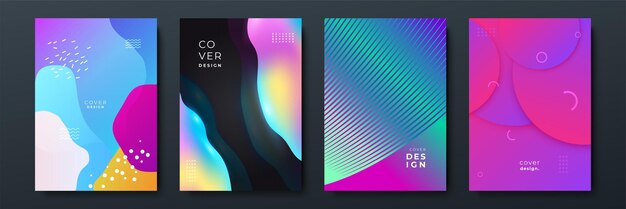 Abstrakt trendig gradient med flytande geometriskt mönster, bakgrundstextur för design av affischomslag. Minimal färggradient för mall för banners. Modern vektorvågform för broschyr
