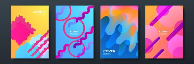 Abstrakt, trendy gradient med flydende geometrisk mønster, baggrundstekstur til plakatdesign. Minimal farvegradient bannerskabelon. Moderne vektorbølgeform til brochure