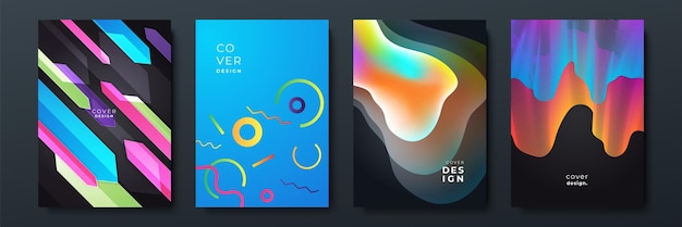 Abstrakt, trendy gradient med flydende geometrisk mønster, baggrundstekstur til plakatdesign. Minimal farvegradient bannerskabelon. Moderne vektorbølgeform til brochure