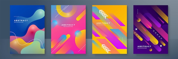 Abstrakt, trendy gradient med flydende geometrisk mønster, baggrundstekstur til plakatdesign. Minimal farvegradient bannerskabelon. Moderne vektorbølgeform til brochure