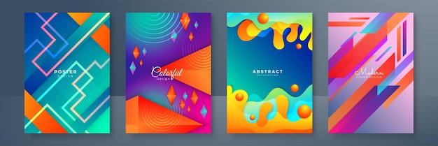 Abstrakt, trendy gradient med flydende geometrisk mønster, baggrundstekstur til plakatdesign. Minimal farvegradient bannerskabelon. Moderne vektorbølgeform til brochure