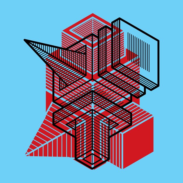 Abstrakt trigonometrisk konstruktion, skabelon for vektor dimensionelt design.