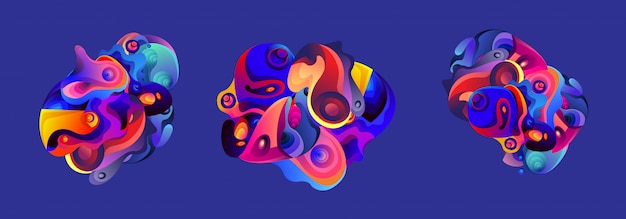 Abstrakt væskeformet flydende illustrationssæt