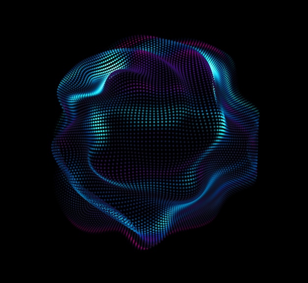 Abstrakt vektor farverigt mesh på mørk baggrund. Kort i futuristisk stil. Elegant baggrund til virksomhedspræsentationer. Korrupt punktkugle. Kaosæstetik