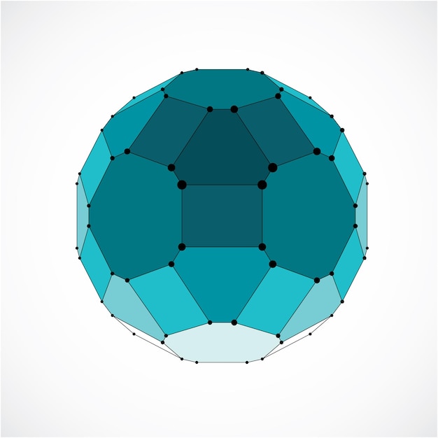Abstrakt vektor lågpoly-objekt med svarta linjer och punkter som är anslutna. Grön 3D-rendera futuristisk boll med överlappande linjer, nät och geometriska figurer.