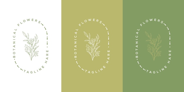 Abstrakt vektor logotyp design med vilda blommor och blad symbol för kosmetika skönhetsprodukter