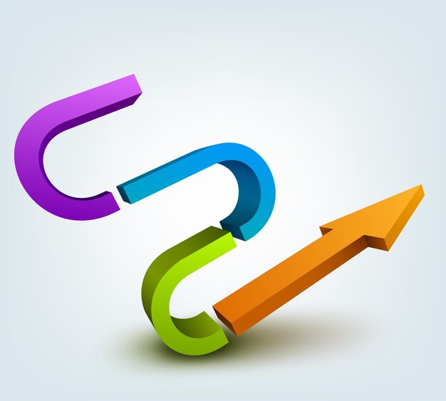 Abstrakt vektorillustration 3D-pil logotypdesign
