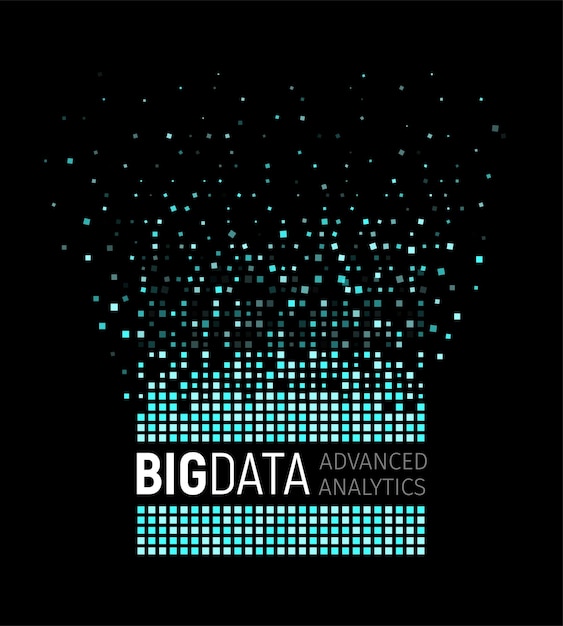 Abstrakt vektorvisualisering av stora datamängder Linjer och prickar i array. Komplex anslutning av stora datamängder. Grafisk fraktal elementbakgrund Vektorillustration
