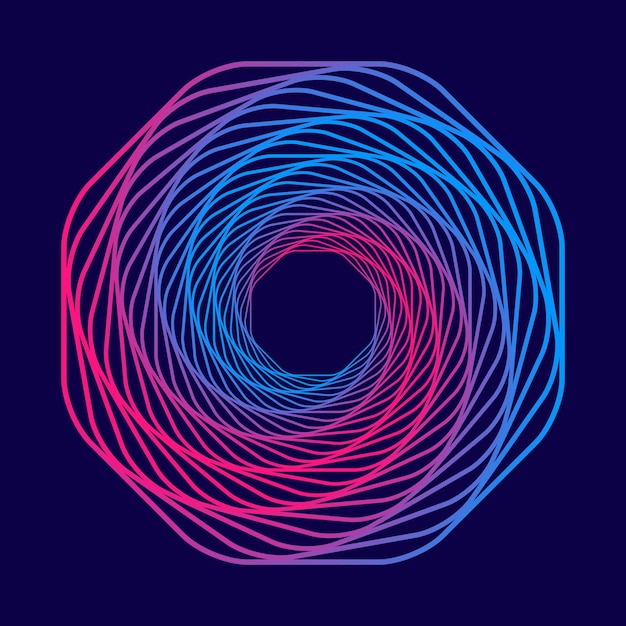 Abstrakte hvirvlende symboler Snoet wireframe tunnel Buet blå form Teknologi glødende logo element