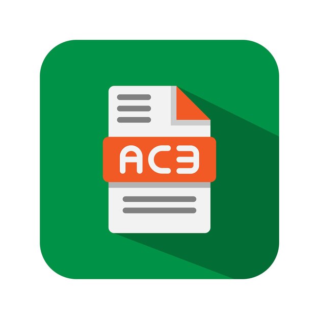 Ac3 file type format audio icons document extension files icon Vector illustration
