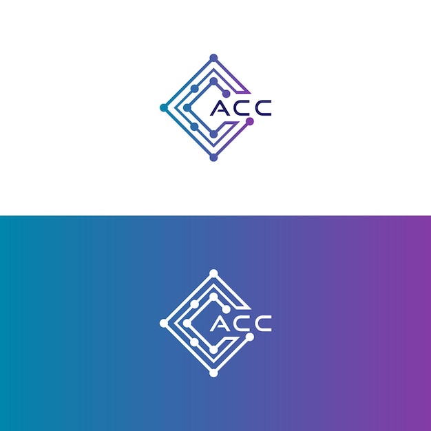 acc tech initial logo design icon for technology Digital Tech business acc tech logo