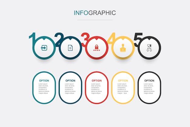 access document password user intranet icons infographic design layout design template creative presentation concept with 5 steps