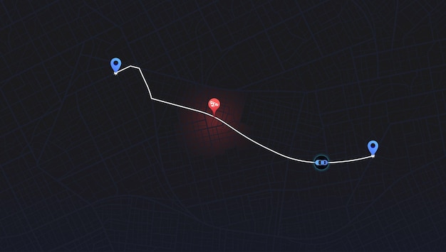 Accident road closed turns of the route road traffic detours on map location tracks dashboard