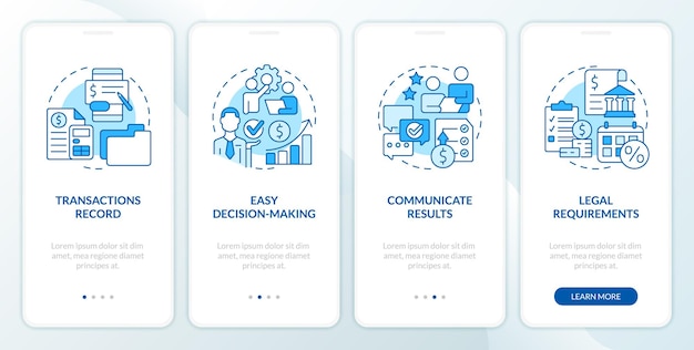 Accounting importance blue onboarding mobile app screen