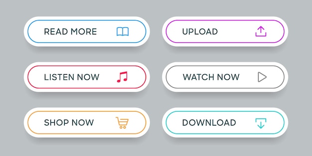 action button click link buttons. add to cart, shop now, download buttons. online shopping icons