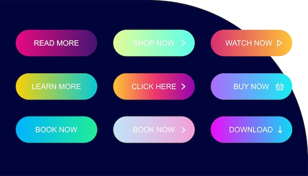 action buttons modern colorful gradient button on dark background