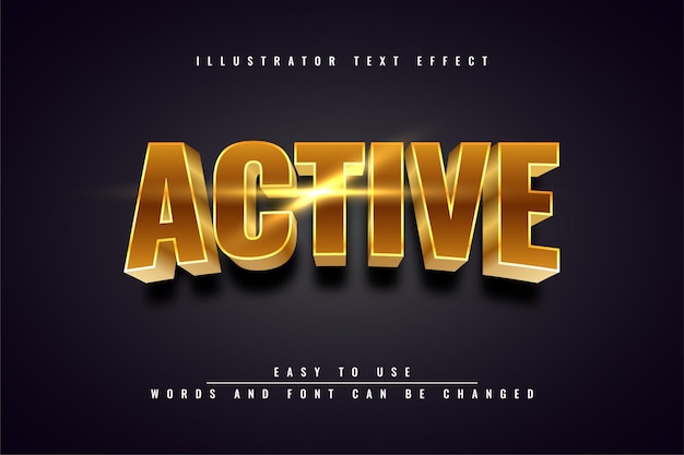 Active - Illustration 3d gold editable text effect design