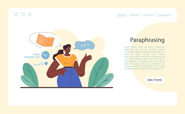 Active listening skill web banner or landing page attentive character soft skills development