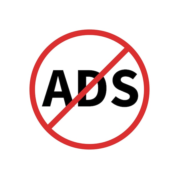 Ad block vector icon Stop ads sign isolated on white