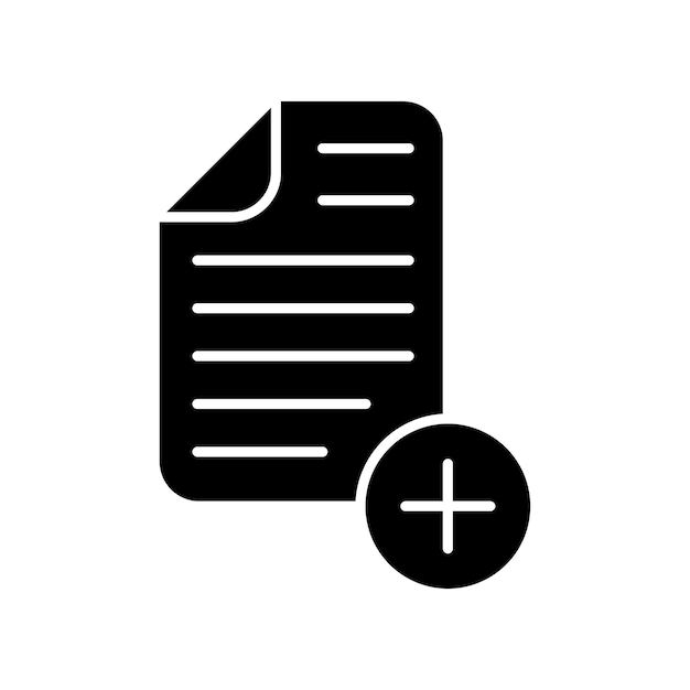 Add document icon set add new file or page vector symbol in black filled and outlined style