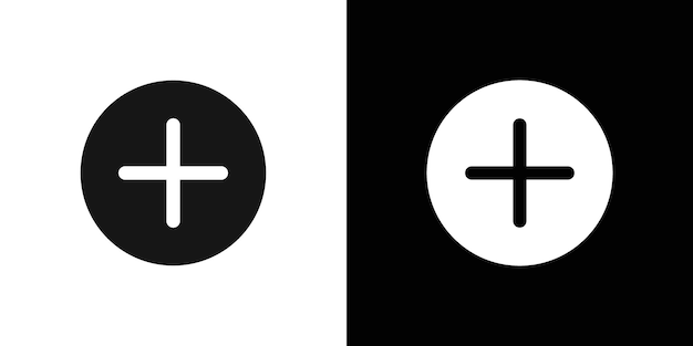 Add Icon Black line art vector logo set