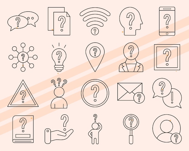 Additional questionthemed vector icons featuring various symbols of inquiries and questions