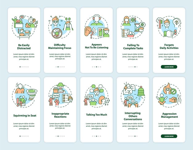 ADHD symptomer hos voksne introduktionsskærmsæt til mobilapp